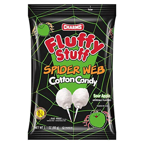 Charms Fluffy Stuff Spider Web Sour Apple Flavor Cotton Candy