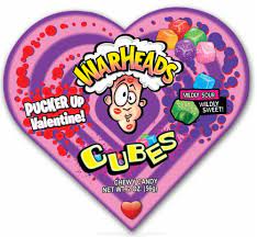 Warheads Chewy Cube Candies in Paper Hearts